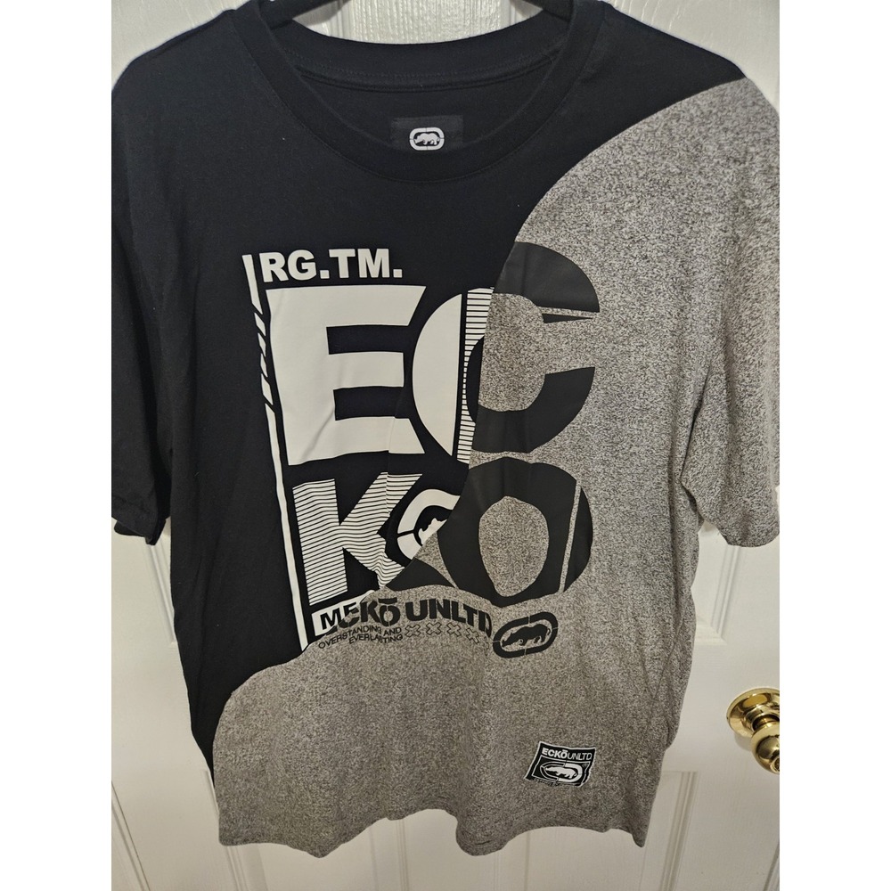 Ecko Unltd Men's Hodad Short-Sleeve Knit T-Shirt Gray Black Size Medium